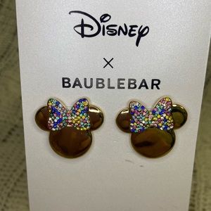 NWT Disney x BaubleBar Minnie Mouse Gold Stud Earrings